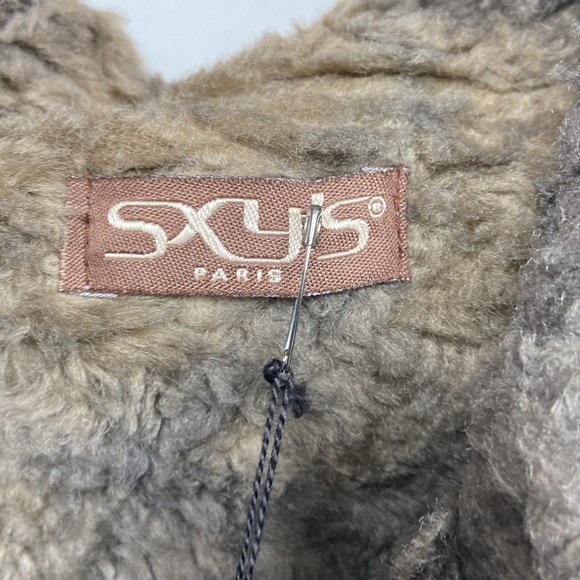 NWT SXY'S Paris Faux Leather Faux Fur‎ Women's Jacket Size 2 Grey Rocker Hippie - Picture 7 of 13